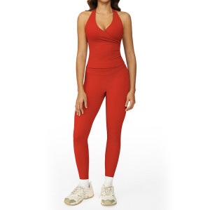 WrapLift Halter Tank & High-Waist Leggings Set
