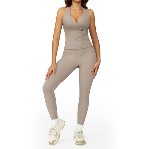 WrapLift Halter Tank & High-Waist Leggings Set