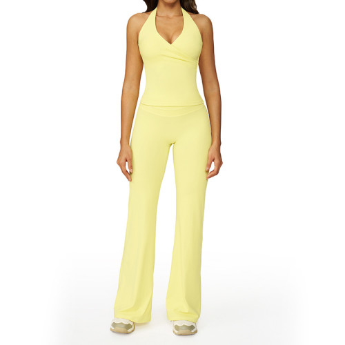 WrapLift Halter Top & Flare Yoga Pants Set