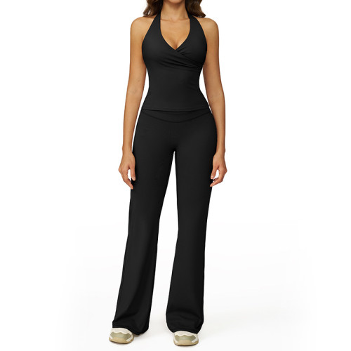 WrapLift Halter Top & Flare Yoga Pants Set