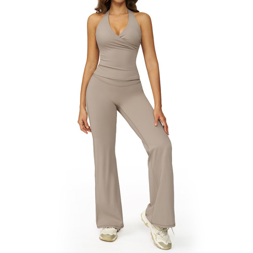 WrapLift Halter Top & Flare Yoga Pants Set