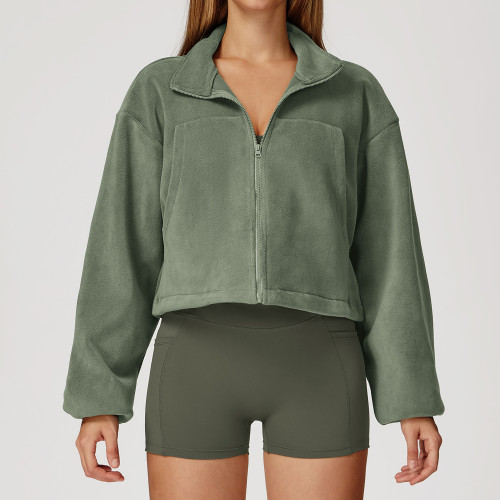 Cropped Zip-Up Fleece Jacket