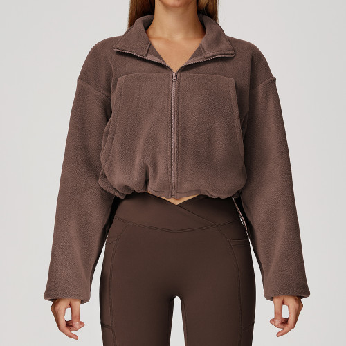 Cropped Zip-Up Fleece Jacket