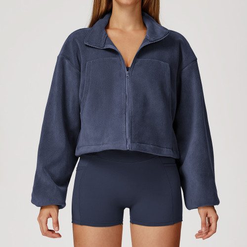 Cropped Zip-Up Fleece Jacket