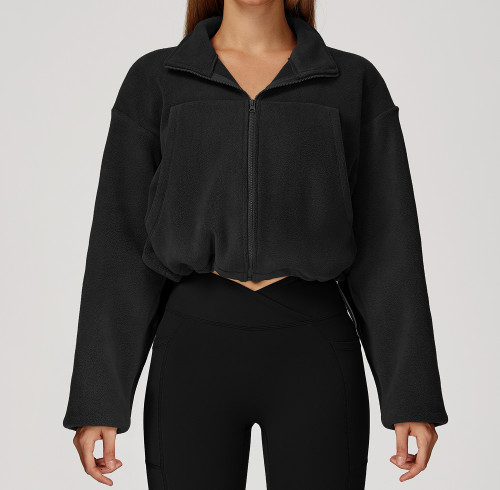 Cropped Zip-Up Fleece Jacket