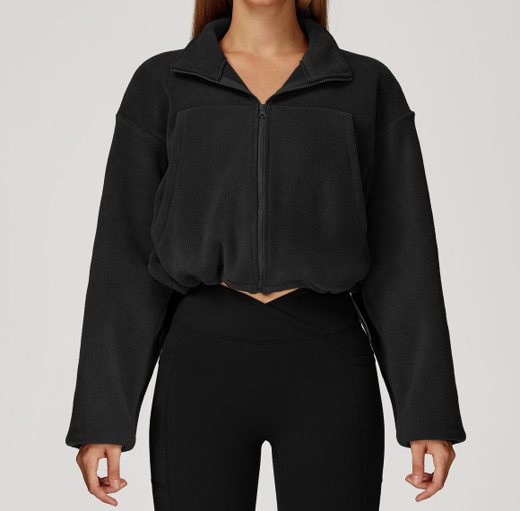 Cropped Zip-Up Fleece Jacket