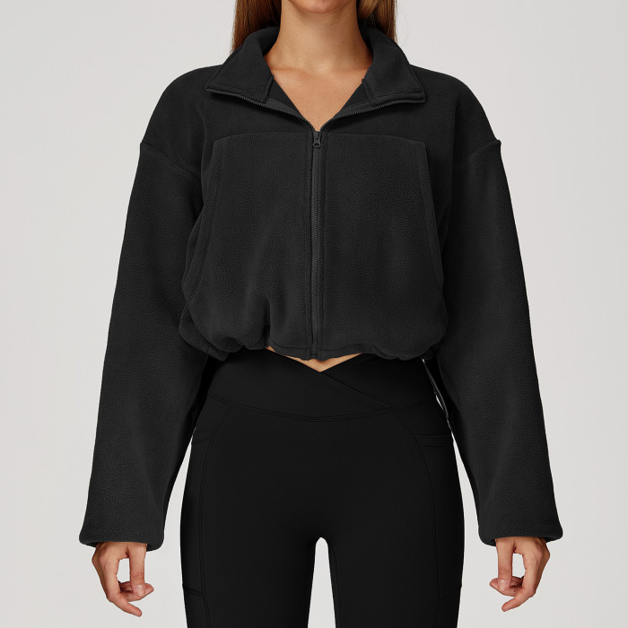 Cropped Zip-Up Fleece Jacket