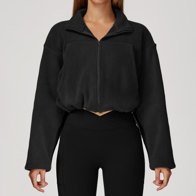 Cropped Zip-Up Fleece Jacket