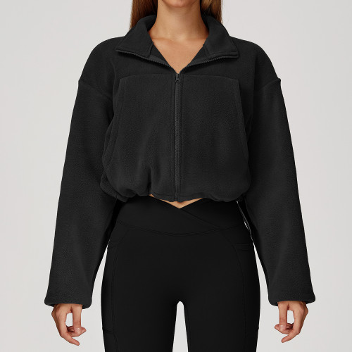 Cropped Zip-Up Fleece Jacket