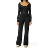 Sculpted Long Sleeve Crop Top & High-Waist Flare Pants Set