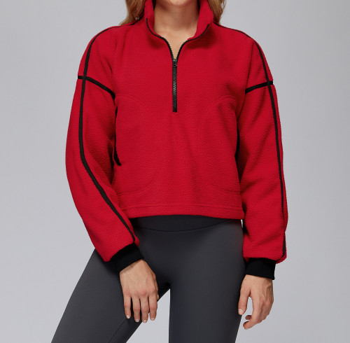 Cropped Half-Zip Fleece Pullover