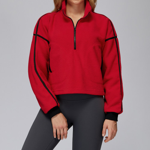 Cropped Half-Zip Fleece Pullover