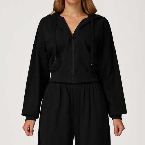 Cropped Zip-Up Hoodie Jacket