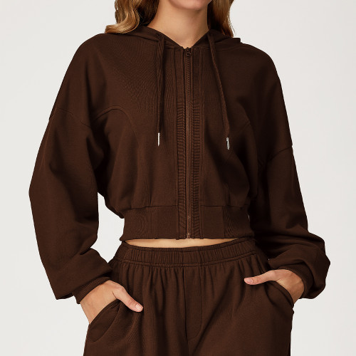 Cropped Zip-Up Hoodie Jacket