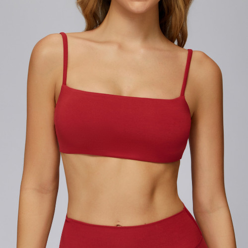 Minimal Strap Straight-Neck Sports Bra