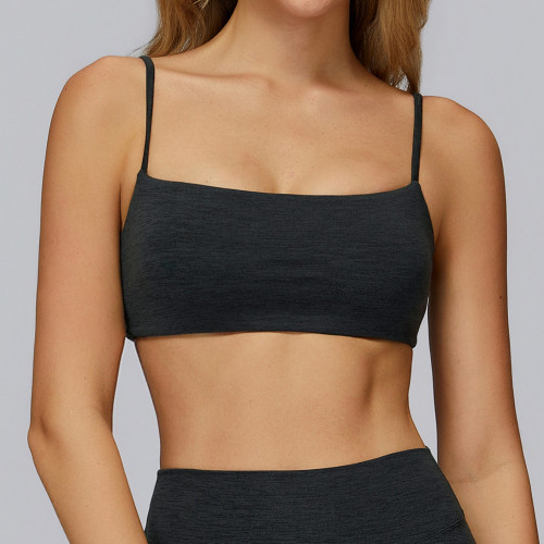 Minimal Strap Straight-Neck Sports Bra