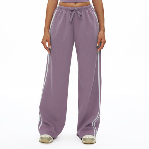 Relaxed Side-Stripe Wide-Leg Jogger Pants