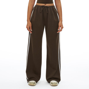 Relaxed Side-Stripe Wide-Leg Jogger Pants