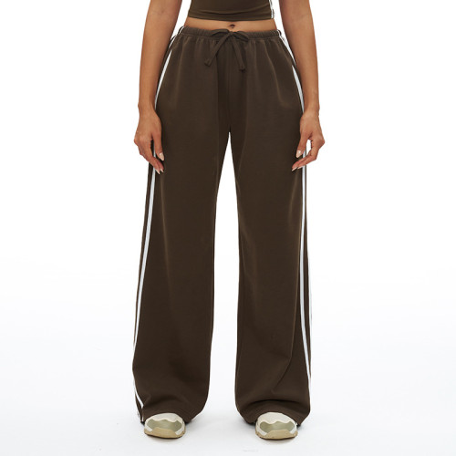 Relaxed Side-Stripe Wide-Leg Jogger Pants