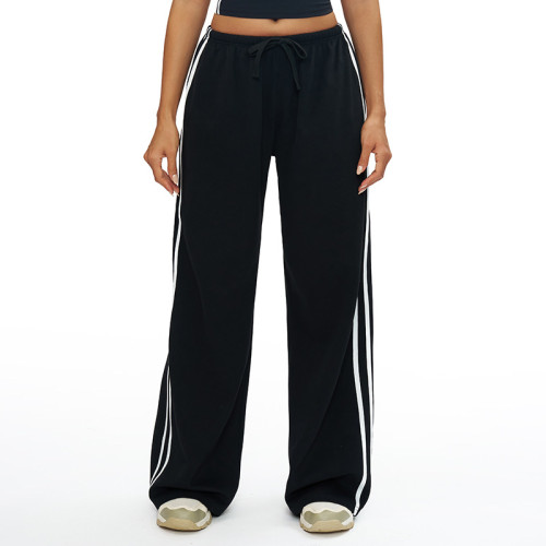 Relaxed Side-Stripe Wide-Leg Jogger Pants