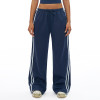 Relaxed Side-Stripe Wide-Leg Jogger Pants