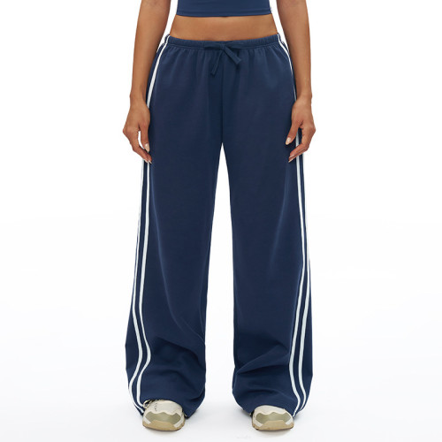 Relaxed Side-Stripe Wide-Leg Jogger Pants
