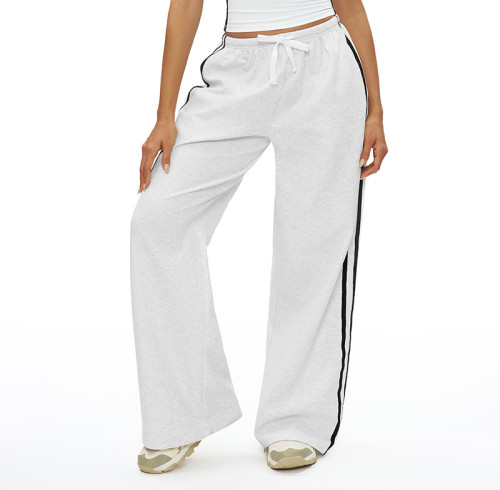 Relaxed Side-Stripe Wide-Leg Jogger Pants