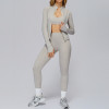 3-Piece Seamless Zip-Up Active Set (Jacket + Bra + High-Waist Leggings)