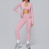 3-Piece Seamless Zip-Up Active Set (Jacket + Bra + High-Waist Leggings)