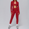 3-Piece Seamless Zip-Up Active Set (Jacket + Bra + High-Waist Leggings)