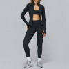 3-Piece Seamless Zip-Up Active Set (Jacket + Bra + High-Waist Leggings)