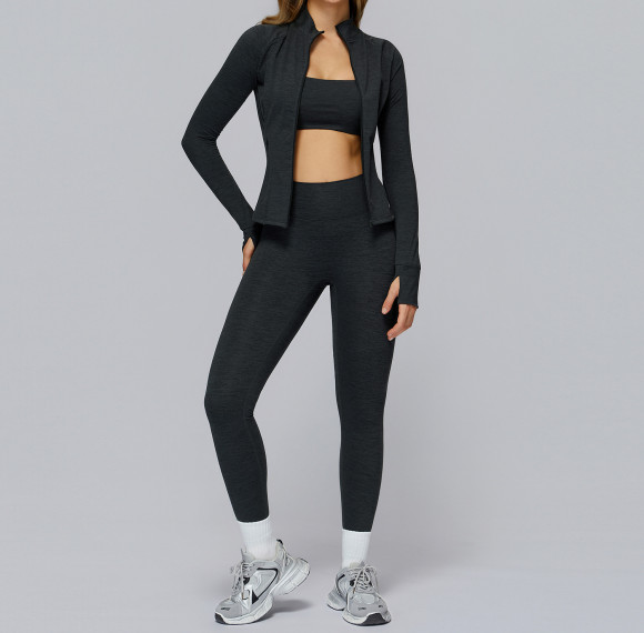 3-Piece Seamless Active Set (Pink Jacket + Sports Bra + Leggings)