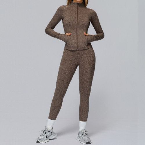 Wholesale ZipContour Long Sleeve Jacket & High-Waist Leggings Set - Custom OEM & ODM Activewear Solutions for Global Brands, Sourcing Agents, and Retailers in the Fitness Industry