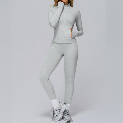 Wholesale ZipContour Long Sleeve Jacket & High-Waist Leggings Set - Custom OEM & ODM Activewear Solutions for Global Brands, Sourcing Agents, and Retailers in the Fitness Industry