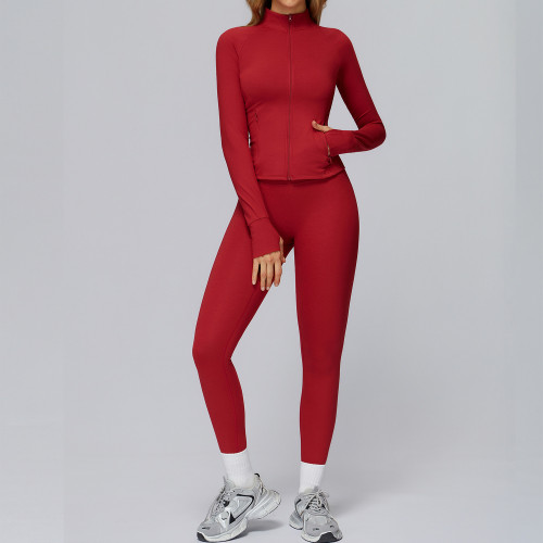 Wholesale ZipContour Long Sleeve Jacket & High-Waist Leggings Set - Custom OEM & ODM Activewear Solutions for Global Brands, Sourcing Agents, and Retailers in the Fitness Industry