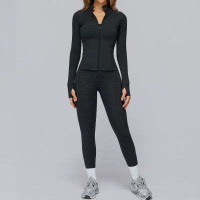 Wholesale ZipContour Long Sleeve Jacket & High-Waist Leggings Set - Custom OEM & ODM Activewear Solutions for Global Brands, Sourcing Agents, and Retailers in the Fitness Industry