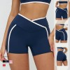 OEM & ODM Cross-Border Bare Sensation Contrasting Color Yoga Shorts for Women - Crossed Waist Tight Fit Fitness Pants for Outdoor Running & Sports - Perfect for Wholesale & Sourcing Agents - Model 9528