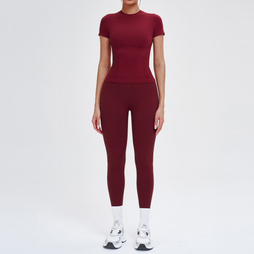 OEM & ODM Women's Cross-Border Seamless Sportswear Set - Comfortable Round Neck Fitness Yoga Set for Outdoor Running | Wholesale Activewear Solutions