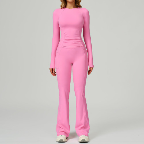 Wholesale Seamless Naked Feeling Yoga Outfit for Women Hollow Back High Waist Tummy Control Sports Suit 2030