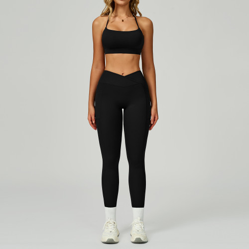 Custom Logo Seamless Activewear Set | Ladies Racerback Hollow Out Bra & High Waist Scrunch Leggings Workout Clothing 2030