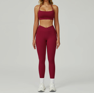 Custom Logo Seamless Activewear Set | Ladies Racerback Hollow Out Bra & High Waist Scrunch Leggings Workout Clothing 2030