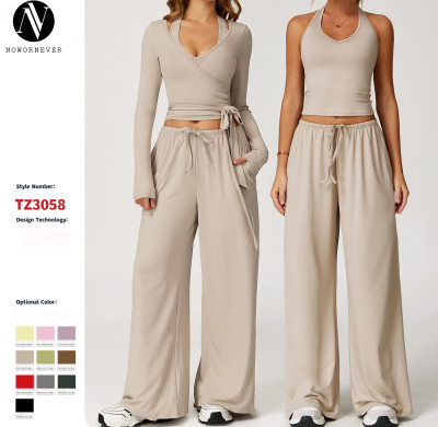 Customizable Zechuang Women's Brushed Yoga Set - Quick-Drying Backless Sportswear for Fitness & Running, OEM/ODM Manufacturing Available for Wholesale Clients