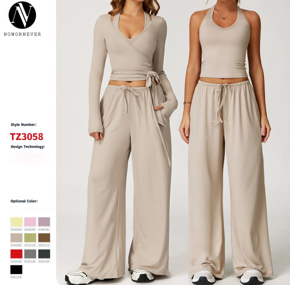 Customizable Zechuang Women's Brushed Yoga Set - Quick-Drying Backless Sportswear for Fitness & Running, OEM/ODM Manufacturing Available for Wholesale Clients