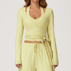 Custom OEM/ODM High-End Long Sleeve Yoga casual pants with Unique Fleece Fabric for Outdoor Fitness - Model 3058 | Wholesale Sportswear & Sourcing Agents