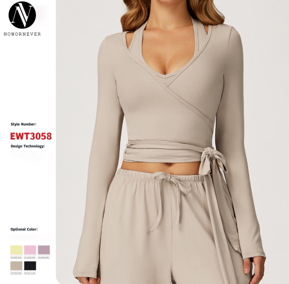 Custom OEM/ODM High-End Long Sleeve Yoga casual pants with Unique Fleece Fabric for Outdoor Fitness - Model 3058 | Wholesale Sportswear & Sourcing Agents