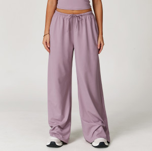 OEM & ODM Custom-Made Women's Brushed Wide-Leg Trousers - Loose-Fitting Casual Sports & Fitness Pants with Elastic Drawstring - Perfect for Wholesale & Sourcing Agents