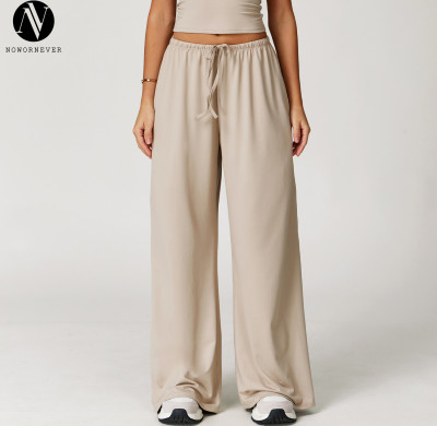OEM & ODM Custom-Made Women's Brushed Wide-Leg Trousers - Loose-Fitting Casual Sports & Fitness Pants with Elastic Drawstring - Perfect for Wholesale & Sourcing Agents