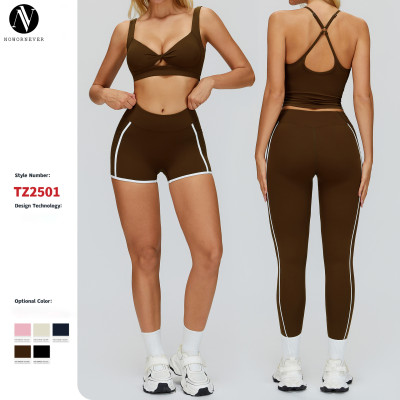 OEM & ODM Cross-border Naked Feel Yoga Set - Color Block Hollow-out Backless Sports Set for Outdoor Running and Fitness | Wholesale Sourcing Agents Available | Perfect for Activewear Brands and Distributors