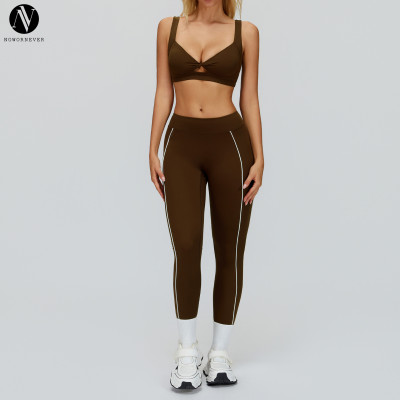 Cross-border OEM & ODM Yoga Set - Naked Feel Color Block Hollow-out Backless Sports Set for Outdoor Fitness and Running | Wholesale Solutions for Brands and Distributors in Activewear Industr