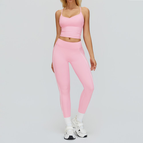 Cross-border Activewear Manufacturer - OEM & ODM Naked Feel Yoga Set featuring Color Block & Hollow-out Backless Design | Wholesale Fitness Sportswear for Outdoor Running & Gym Use | Trusted Sourcing Agents